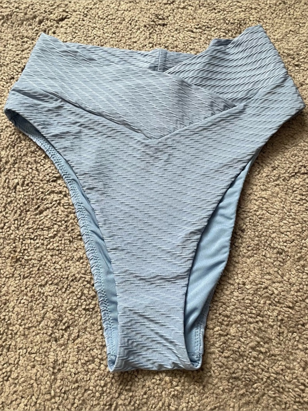 Aerie High-Waist High Cut Cheeky Bikini Bottom Light Blue XS Swim Summer Beach